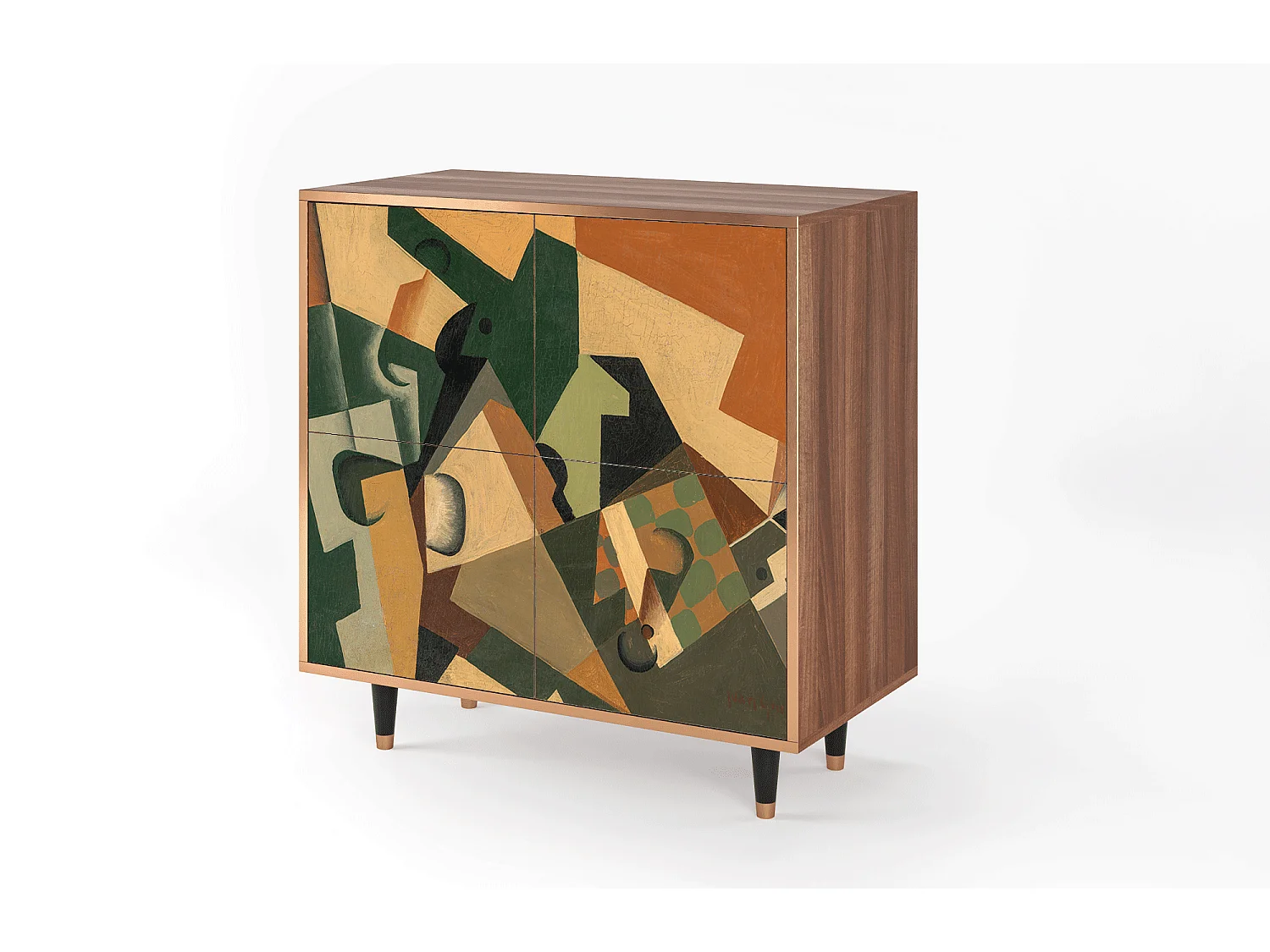 Credenza - 94x96x48 cm - BS3 - Glass and Checkerboard, Noce