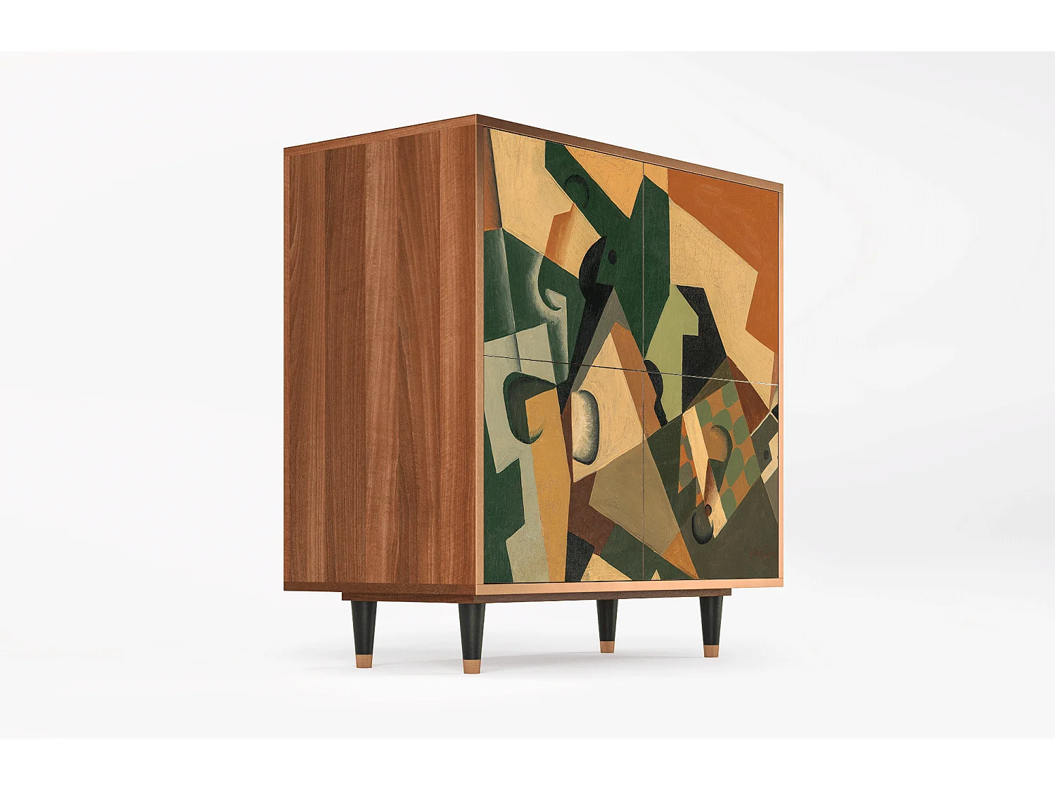 Credenza - 94x96x48 cm - BS3 - Glass and Checkerboard, Noce