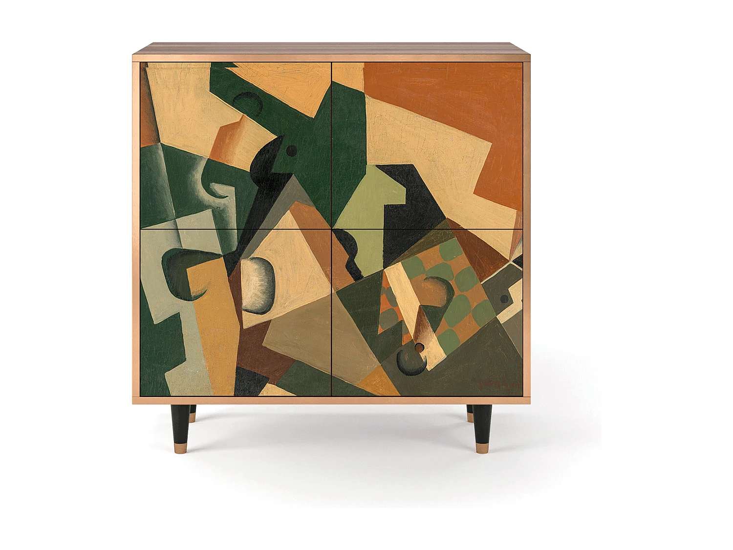 Credenza - 94x96x48 cm - BS3 - Glass and Checkerboard, Noce