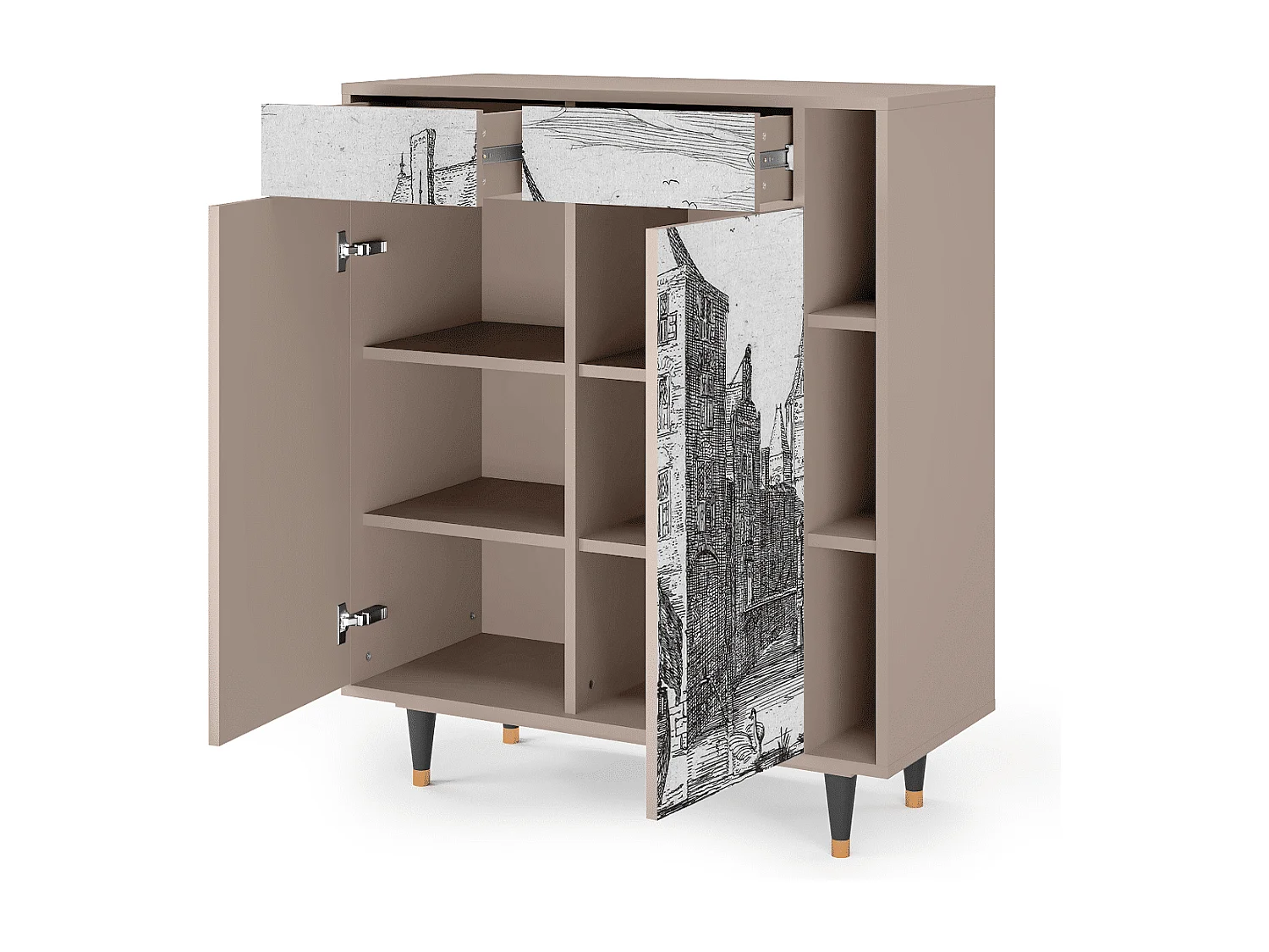 Buffet - 96х110х41 cm - BS6 - Castle with Bridge, Latte