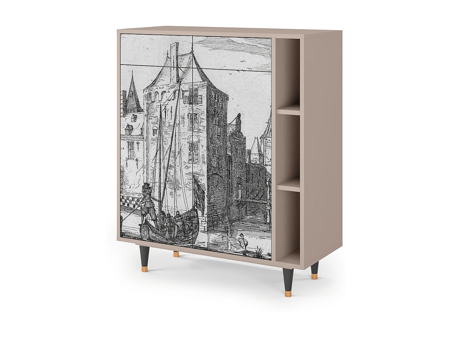 Buffet - 96х110х41 cm - BS6 - Castle with Bridge, Latte