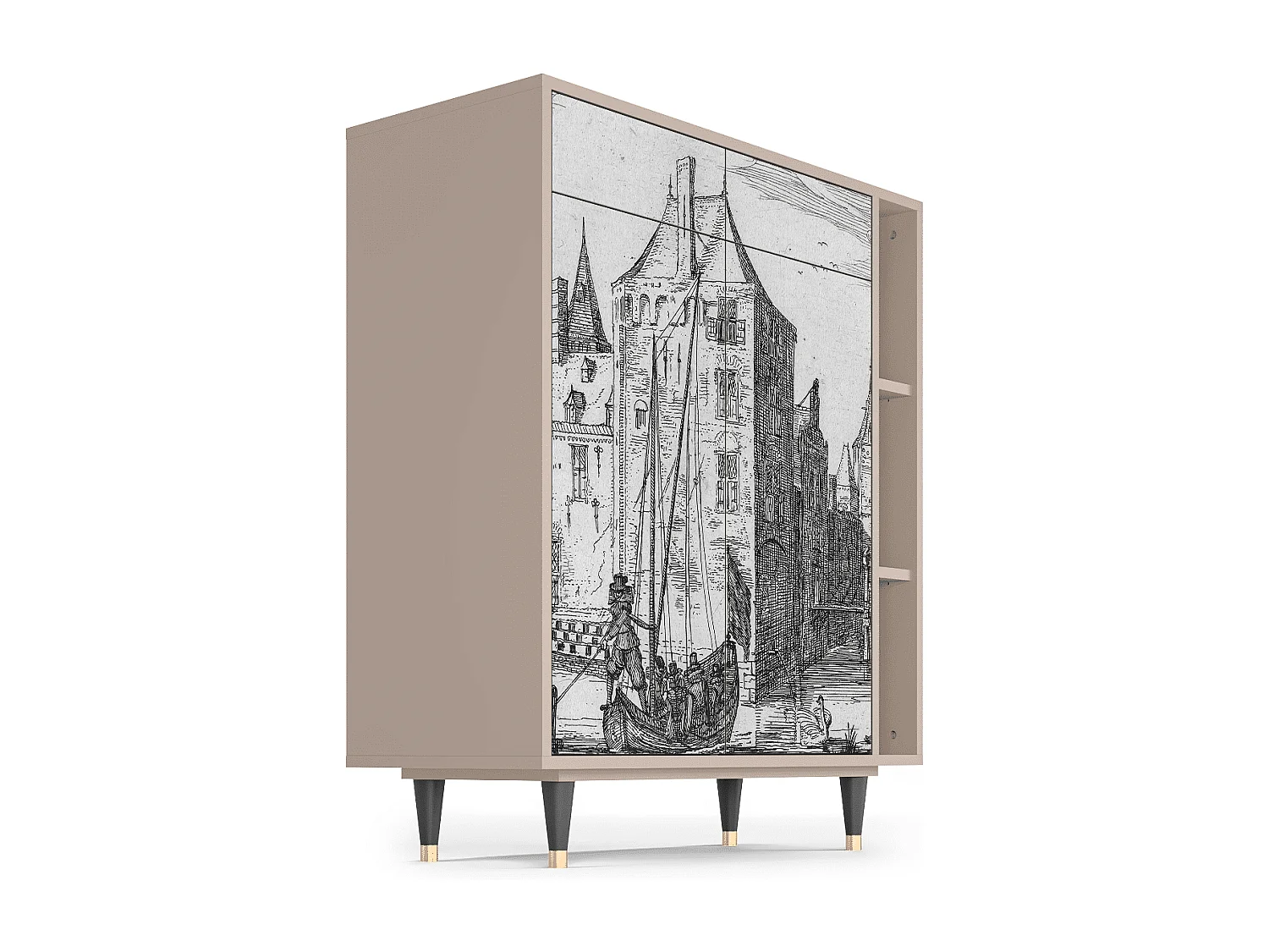 Buffet - 96х110х41 cm - BS6 - Castle with Bridge, Latte