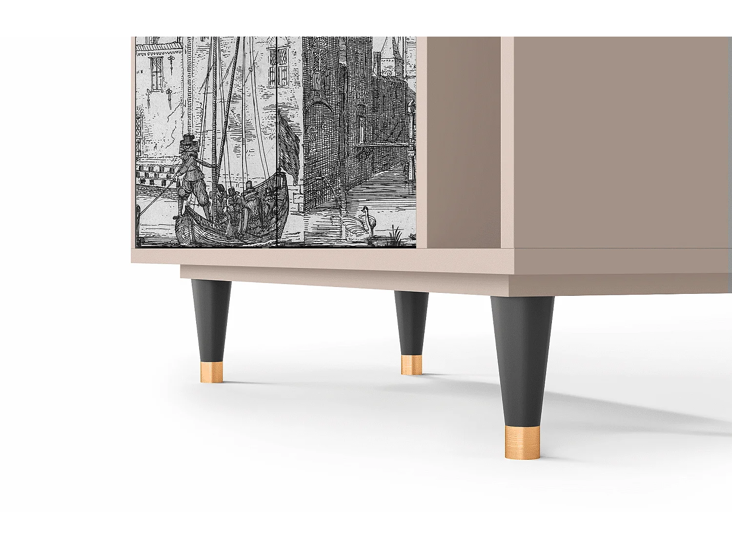 Kredens - 96х110х41 cm - BS6 - Castle with Bridge, Latte