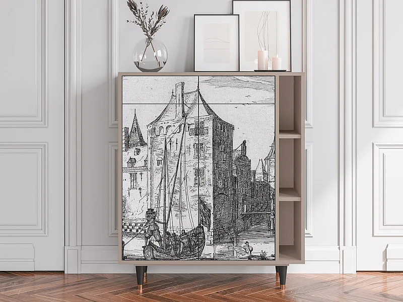 Dressoir - 96х110х41 cm - BS6 - Castle with Bridge, Latte