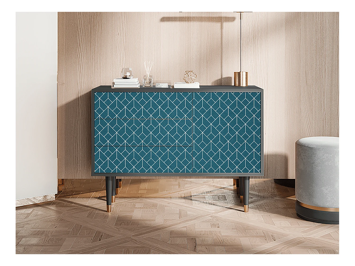 Buffet - 115х84х41 cm - S3 - Turquoise Geometry, Anthracite