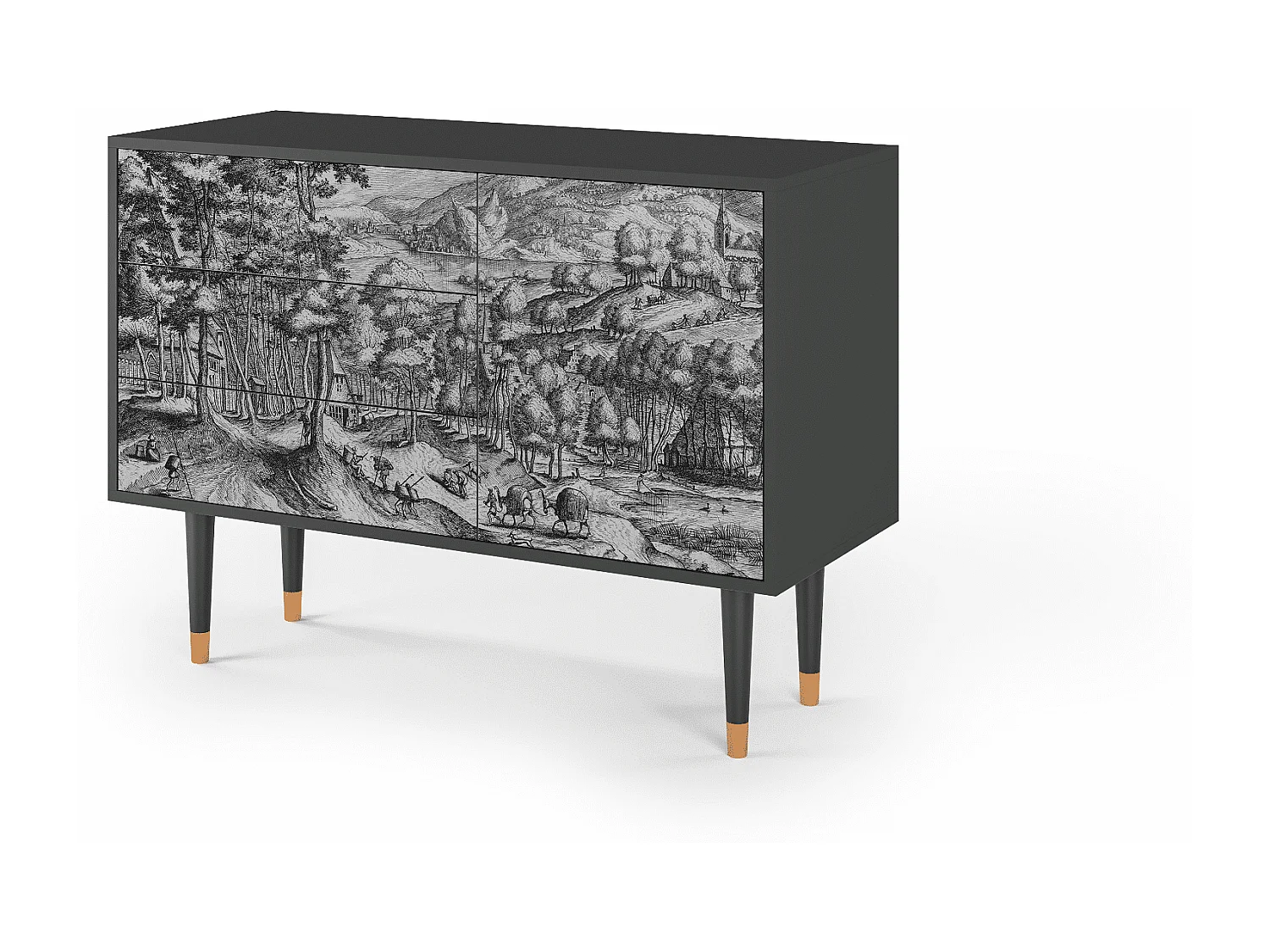 Kredens - 115х84х41 cm - S3 - Rusticorum, Antracyt