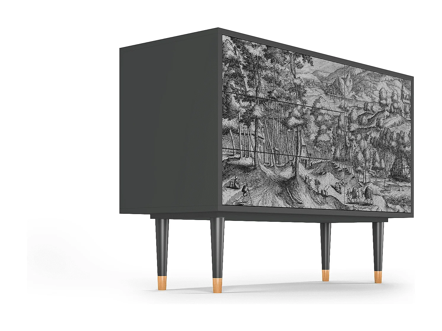 Kredens - 115х84х41 cm - S3 - Rusticorum, Antracyt