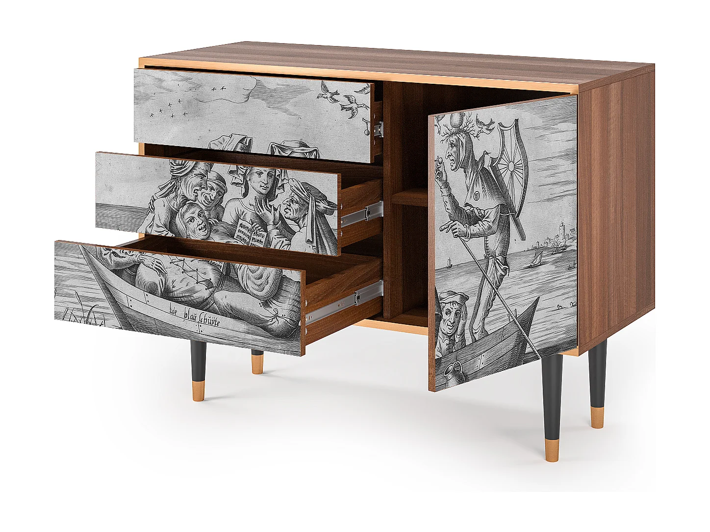 Credenza - 115х84х41 cm - S3 - Blau Schuyte, Noce