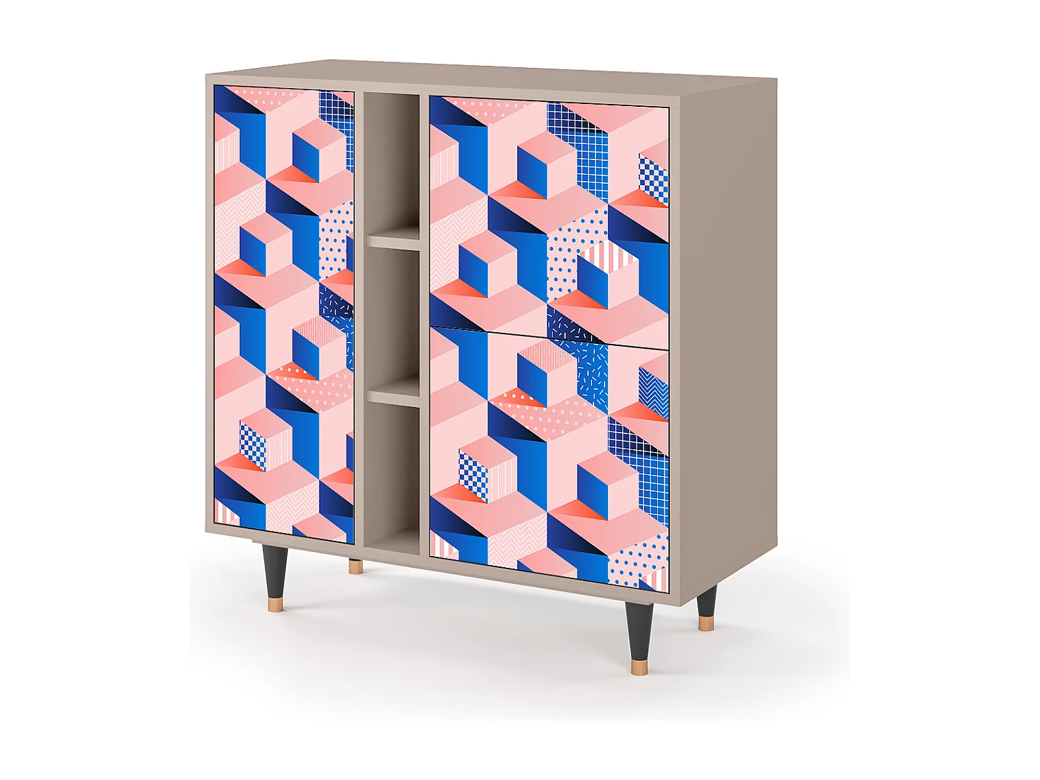 Buffet - 94х96х41 cm - BS5 - Pinky Squares, Latte