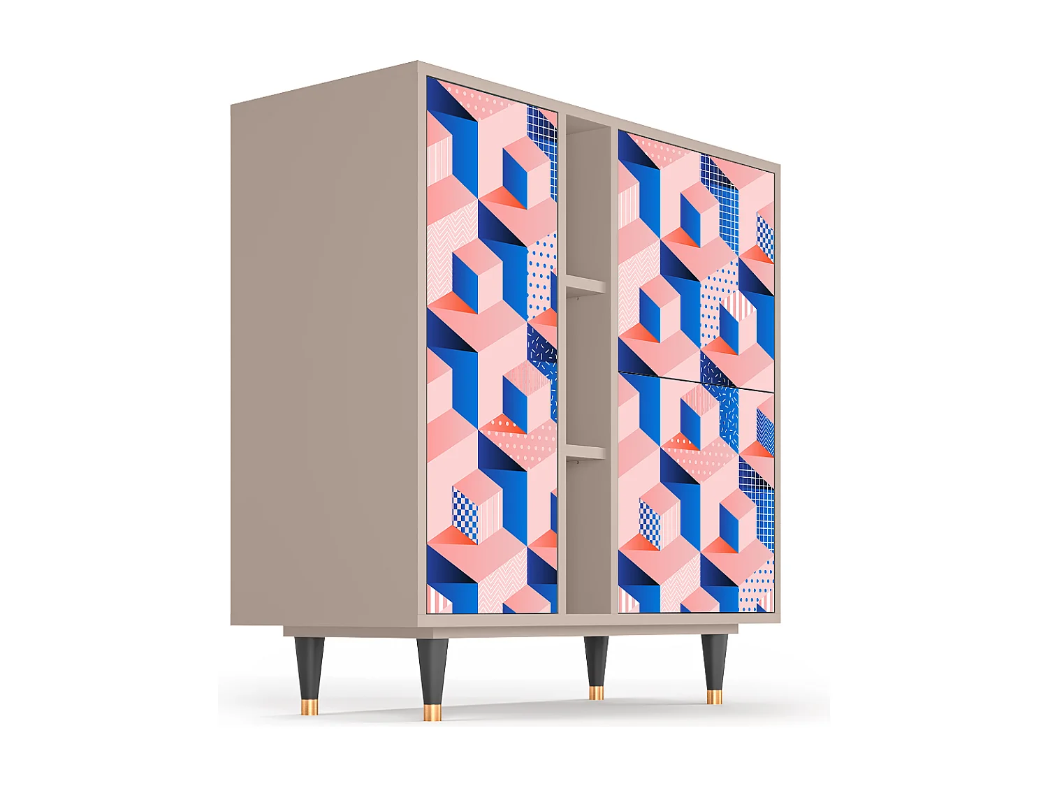 Buffet - 94х96х41 cm - BS5 - Pinky Squares, Latte