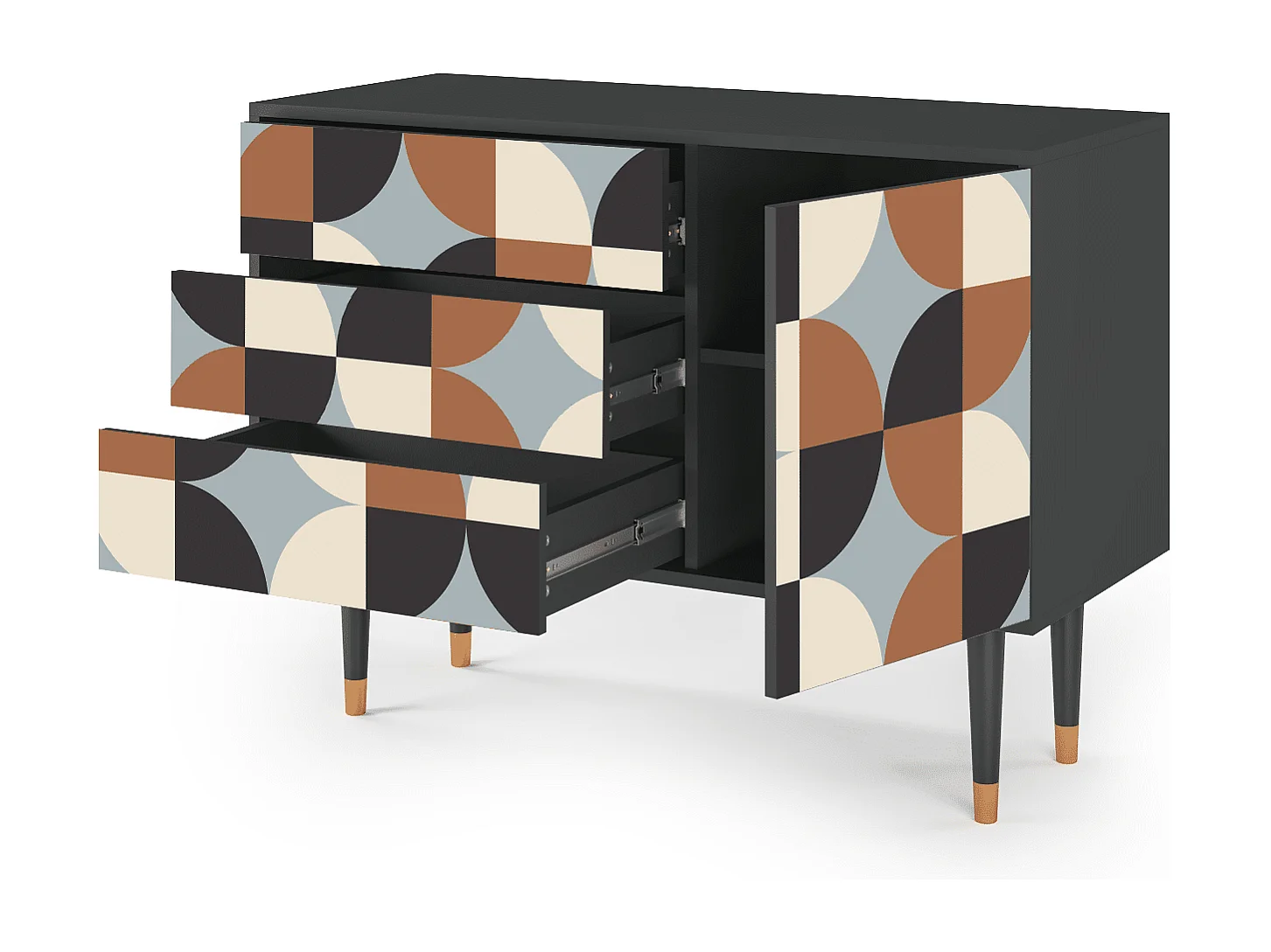 Kredens - 115х84х41 cm - S3 - Brown Sensation, Antracyt