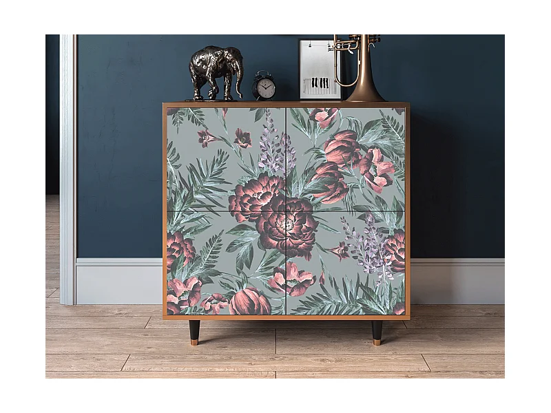 Buffet - 94x96x48 cm - BS3 - Light Peonies, Noyer