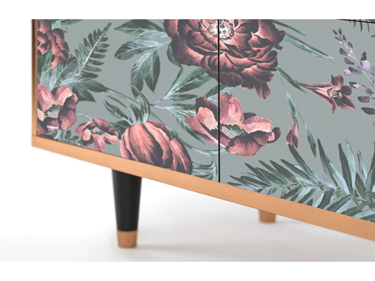 Sideboard - 94x96x48 cm - BS3 - Light Peonies, Walnuss