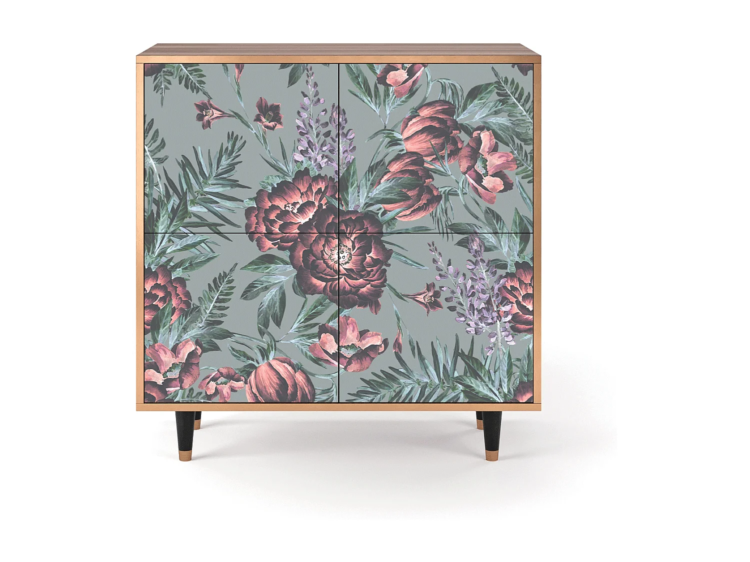 Dressoir - 94x96x48 cm - BS3 - Light Peonies, Walnoot