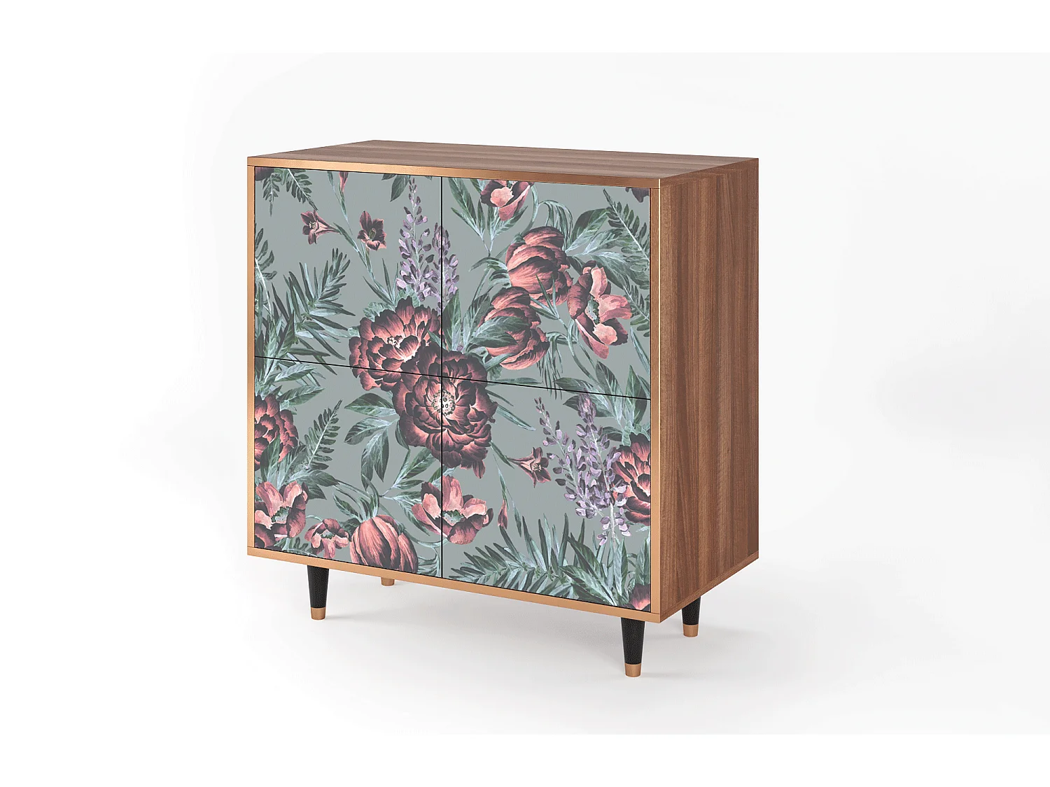 Dressoir - 94x96x48 cm - BS3 - Light Peonies, Walnoot