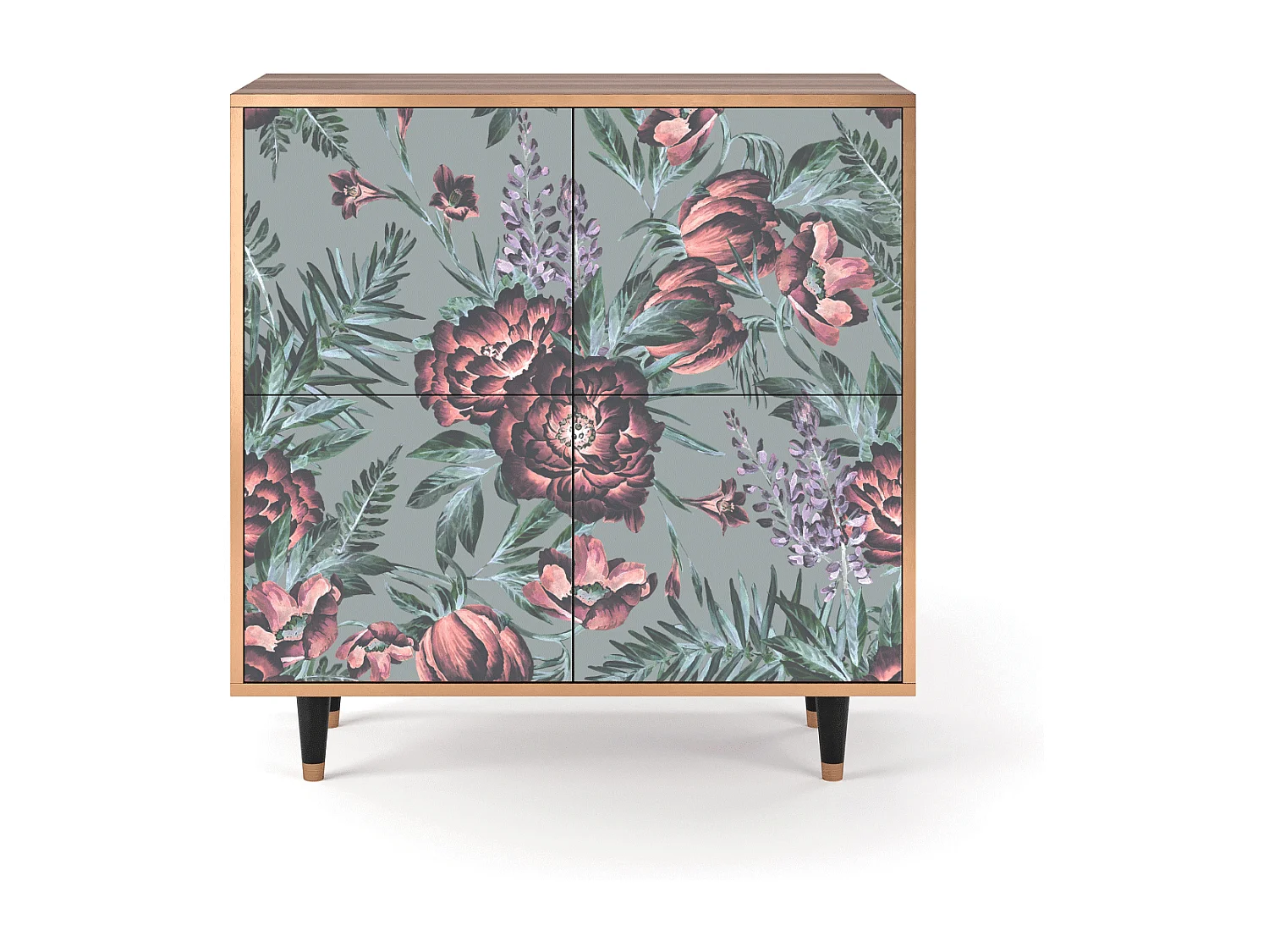Sideboard - 94x96x48 cm - BS3 - Light Peonies, Walnuss