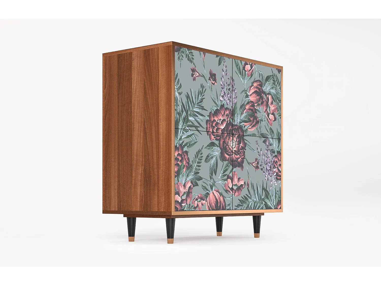 Sideboard - 94x96x48 cm - BS3 - Light Peonies, Walnuss