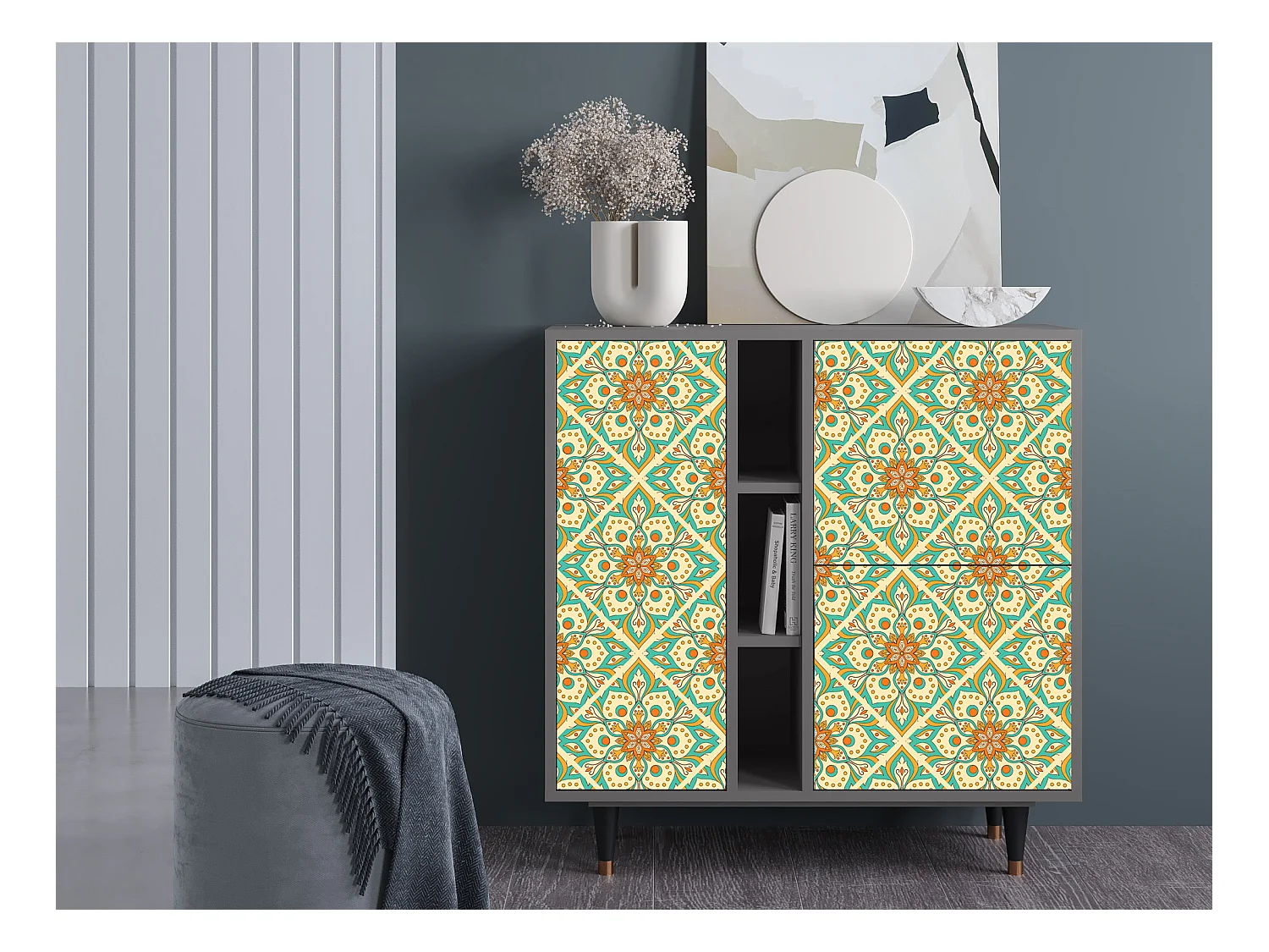 Buffet - 94х96х41 cm - BS5 - Hindu Daisy, Gris