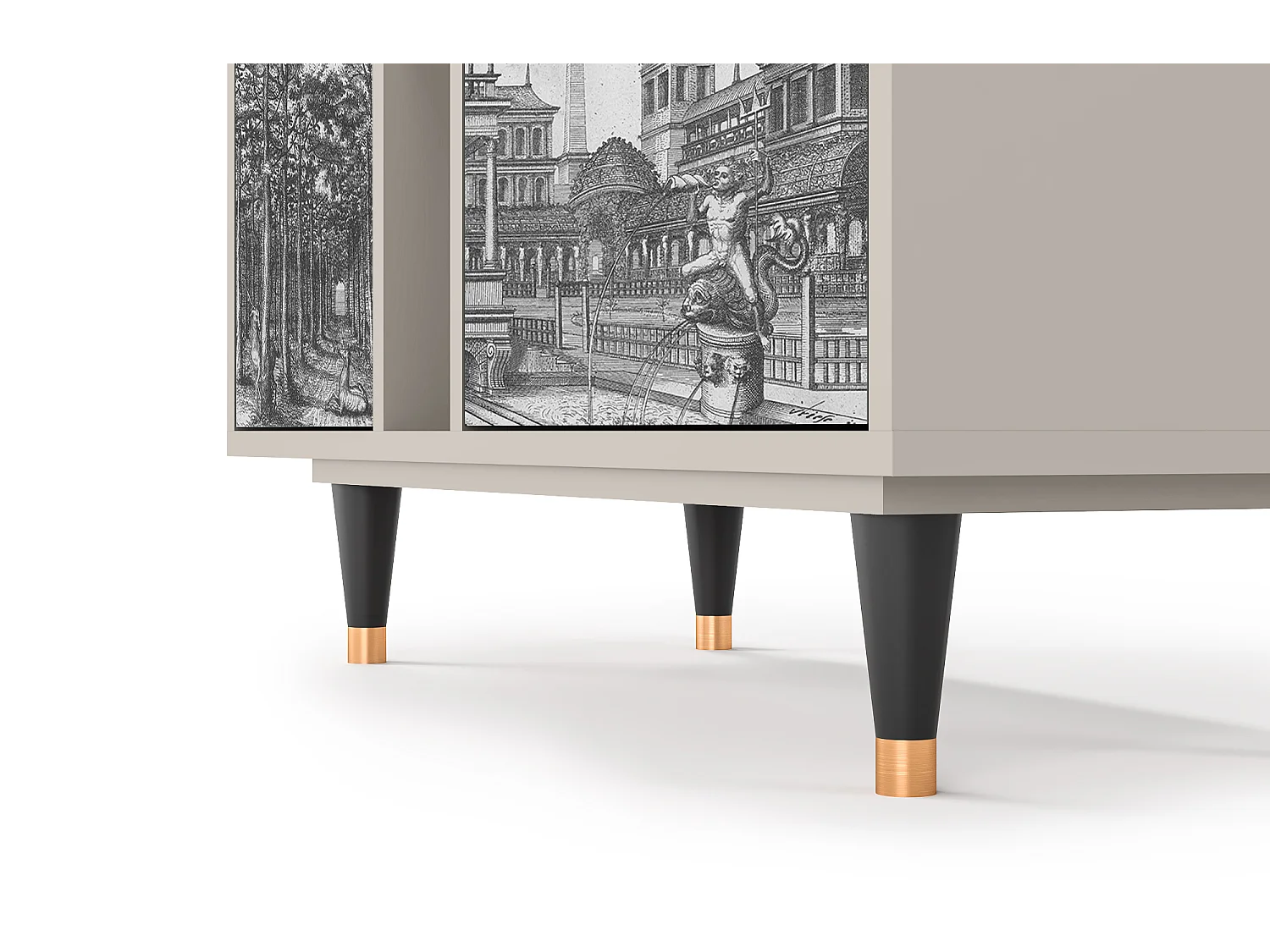 Kredens - 94х96х41 cm - BS5 - View of the Piazza, Piaskowy