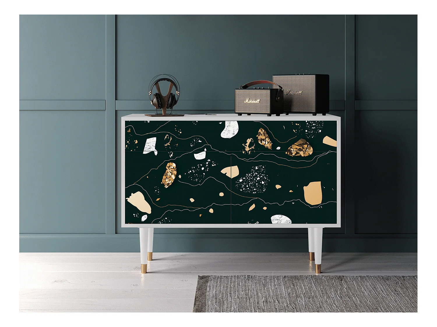 Buffet - 115x85x48 cm - BS4 - Space Rocks, Blanc