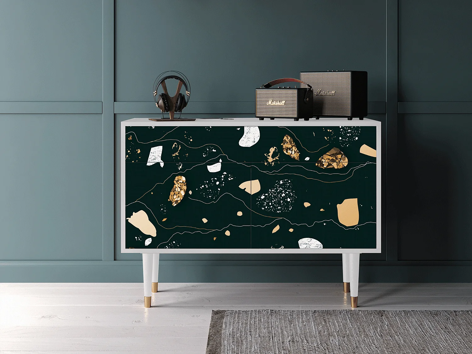 Sideboard - 115x85x48 cm - BS4 - Space Rocks, Weiß