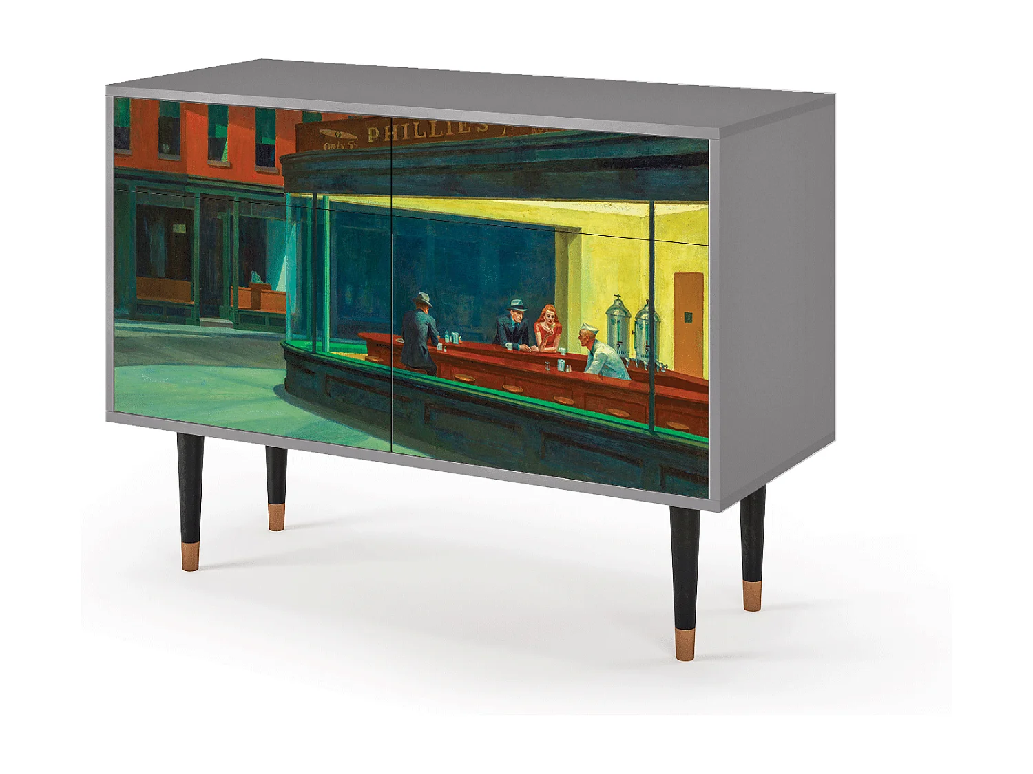 Buffet - 115x85x48 cm - BS4 - Nighthawks by Hopper, Gris
