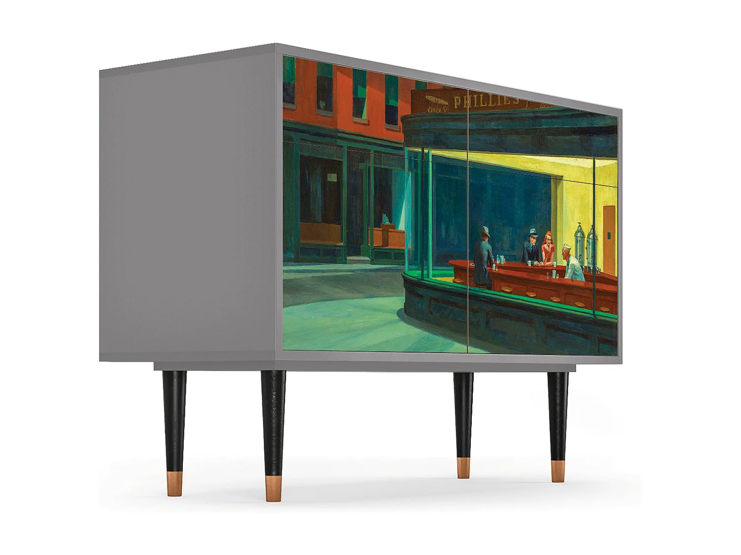 Buffet - 115x85x48 cm - BS4 - Nighthawks by Hopper, Gris