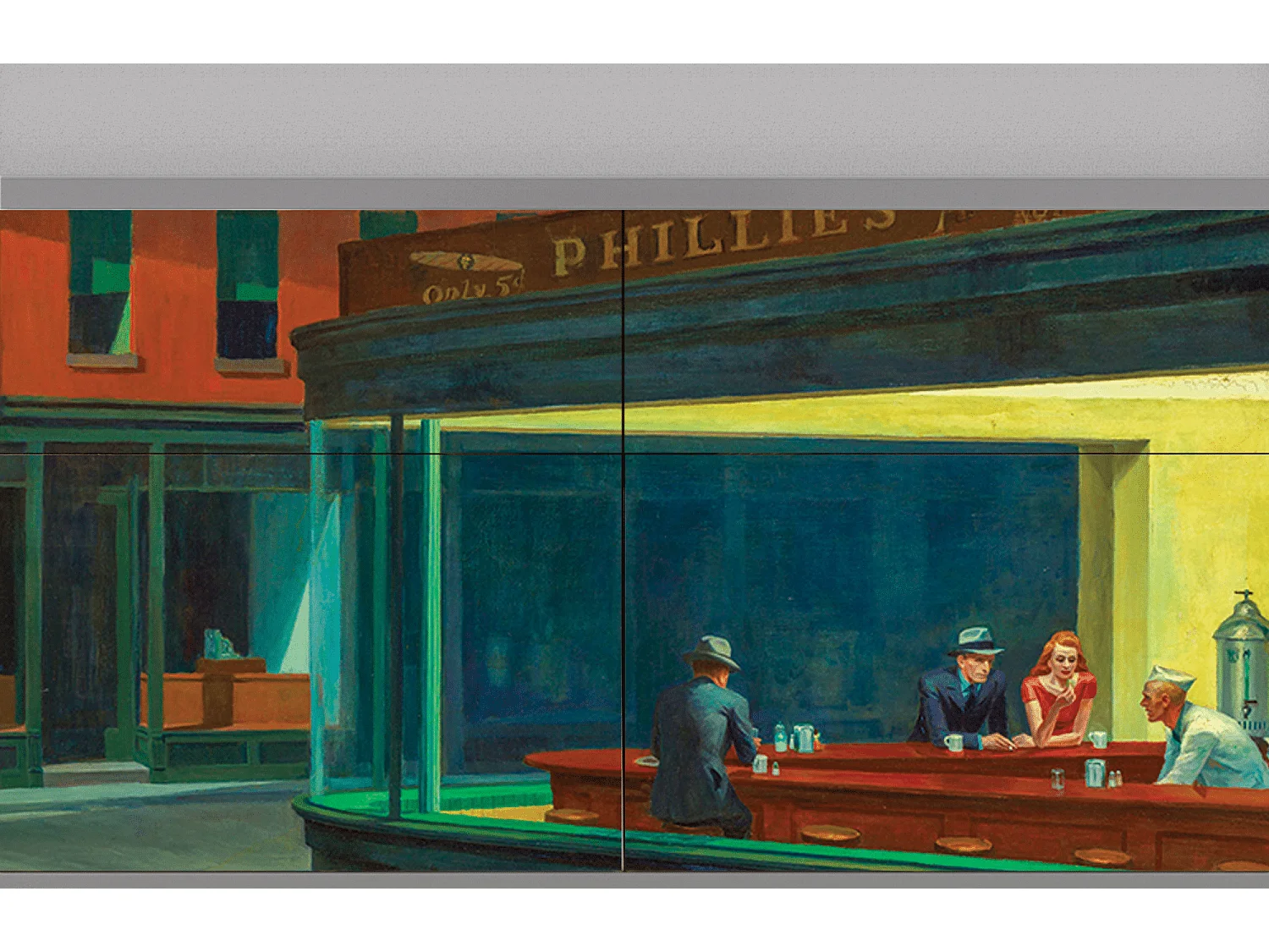 Kredens - 115x85x48 cm - BS4 - Nighthawks by Hopper, Szary
