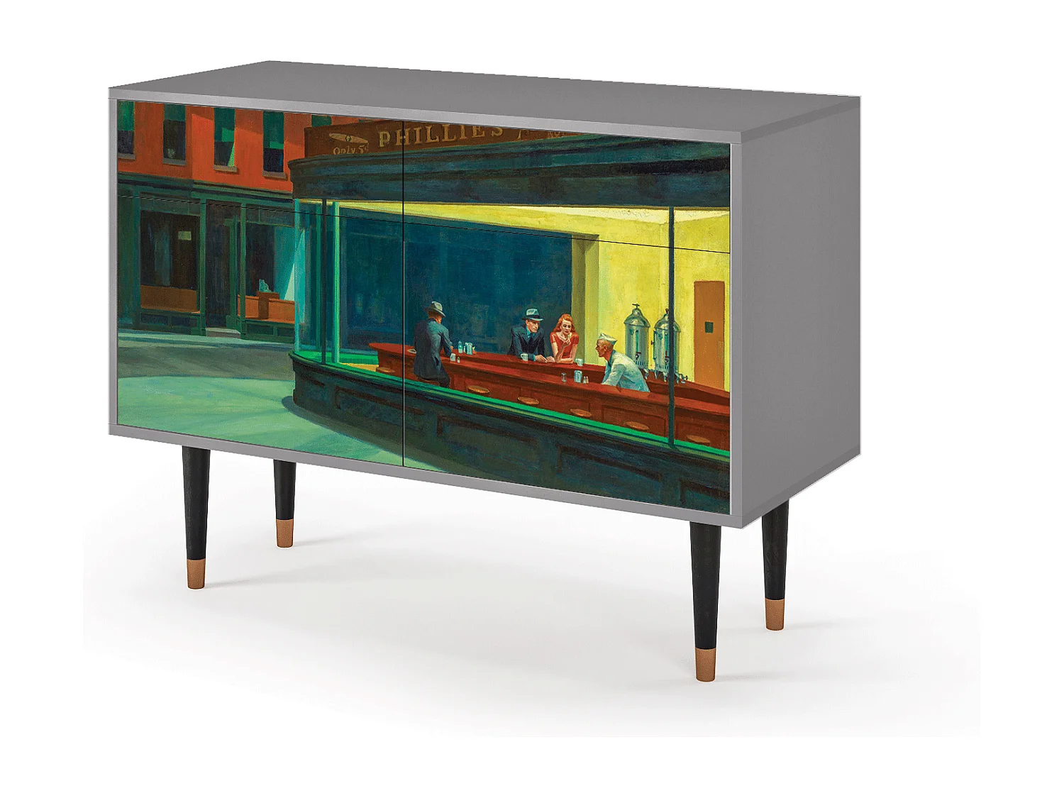 Buffet - 115x85x48 cm - BS4 - Nighthawks by Hopper, Gris