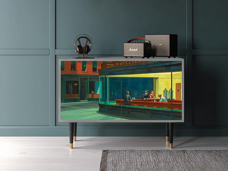 Buffet - 115x85x48 cm - BS4 - Nighthawks by Hopper, Gris