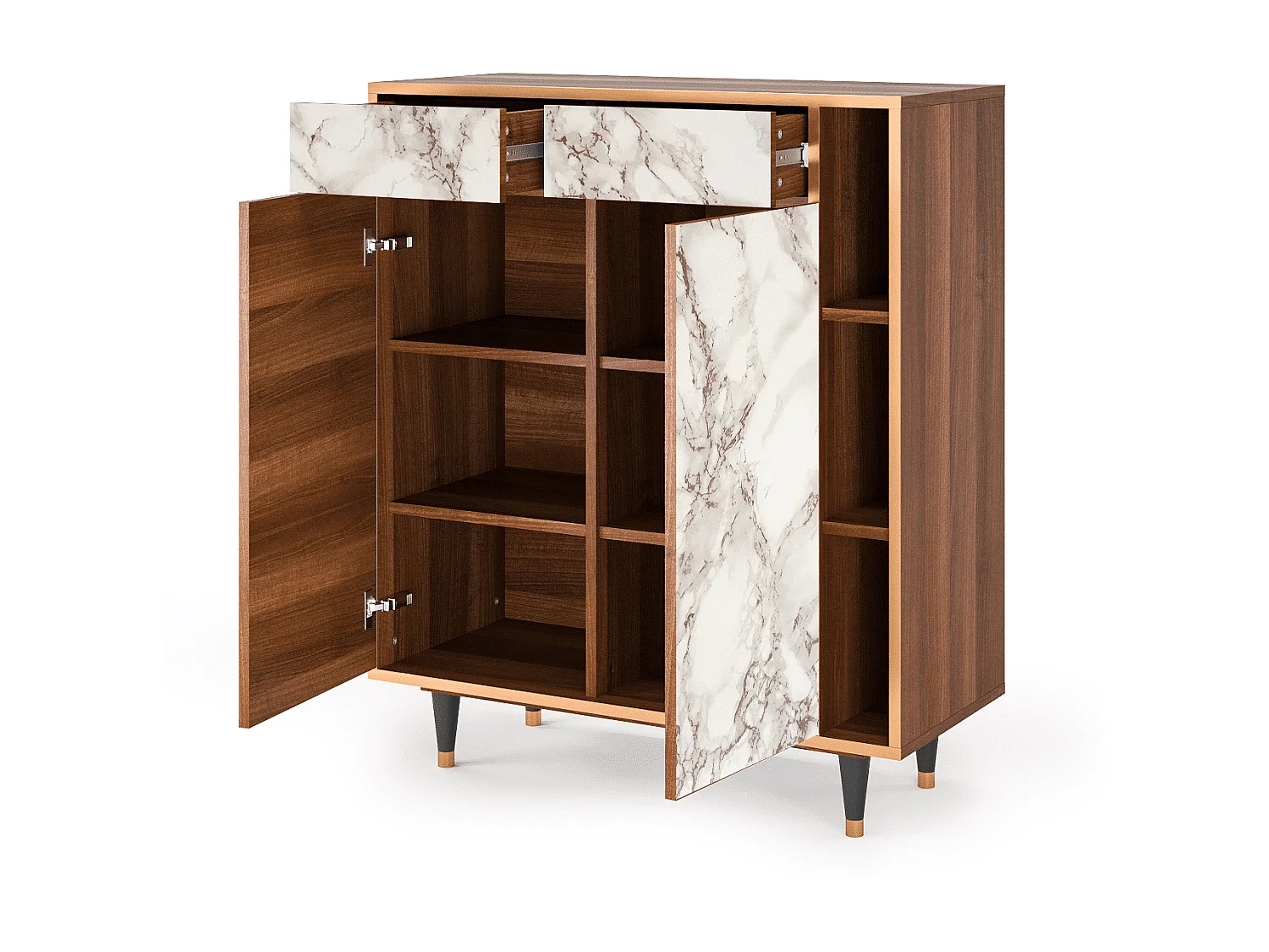 Buffet - 96х110х41 cm - BS6 - Milk Marble, Noyer