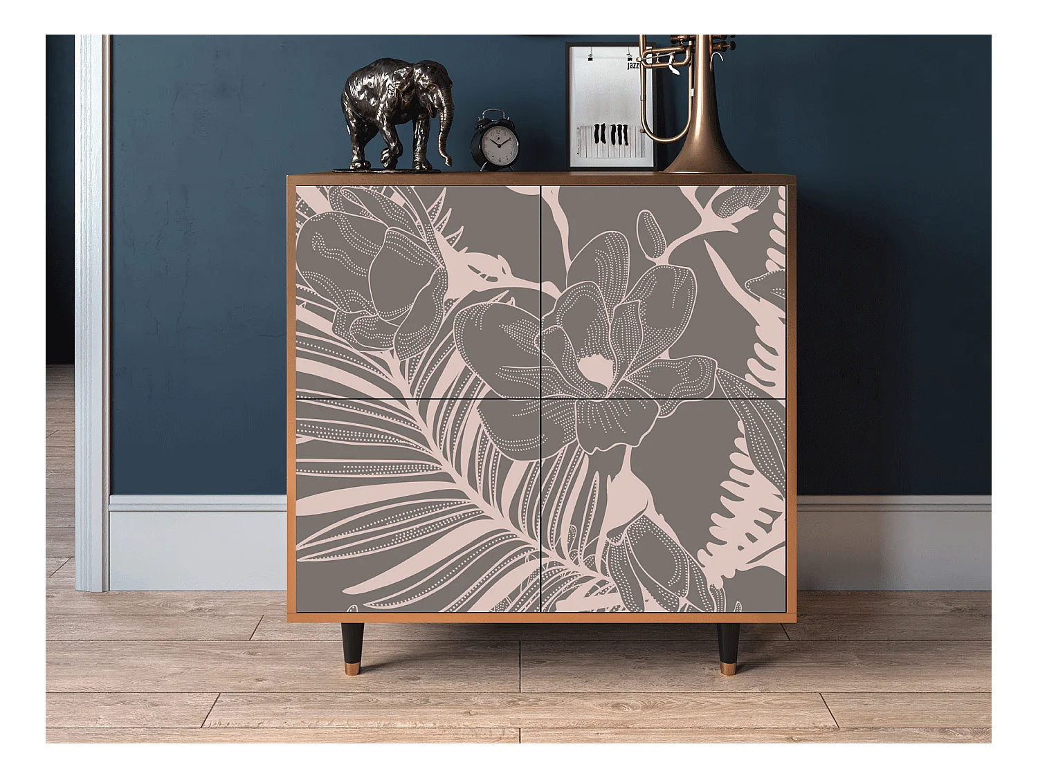 Kredens - 94x96x48 cm - BS3 - Issabelline Flower, Orzech