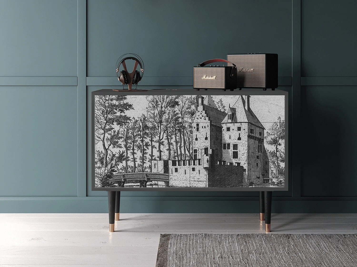 Buffet - 115x85x48 cm - BS4 - Castle with Bridge, Anthracite