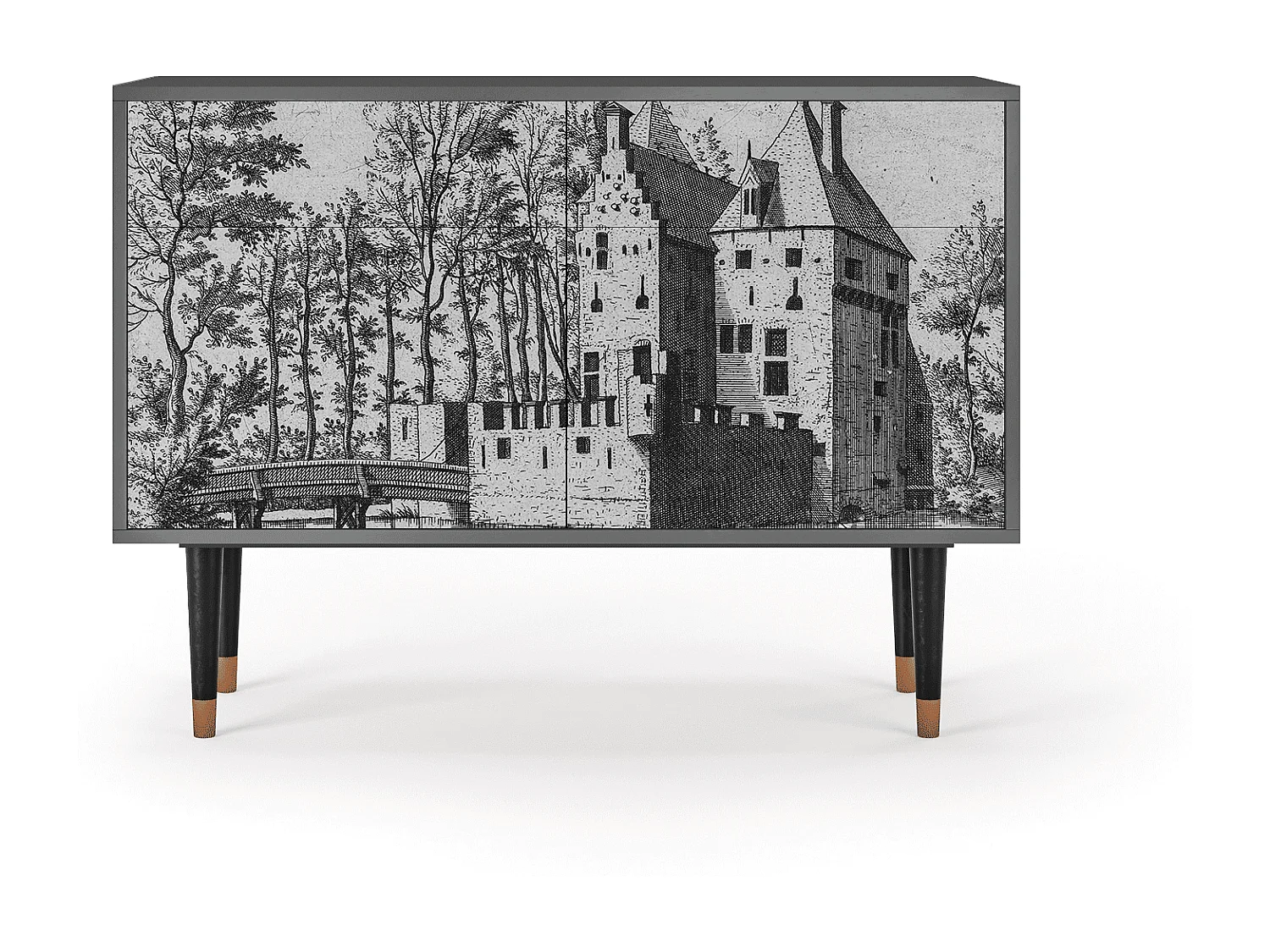 Kredens - 115x85x48 cm - BS4 - Castle with Bridge, Antracyt