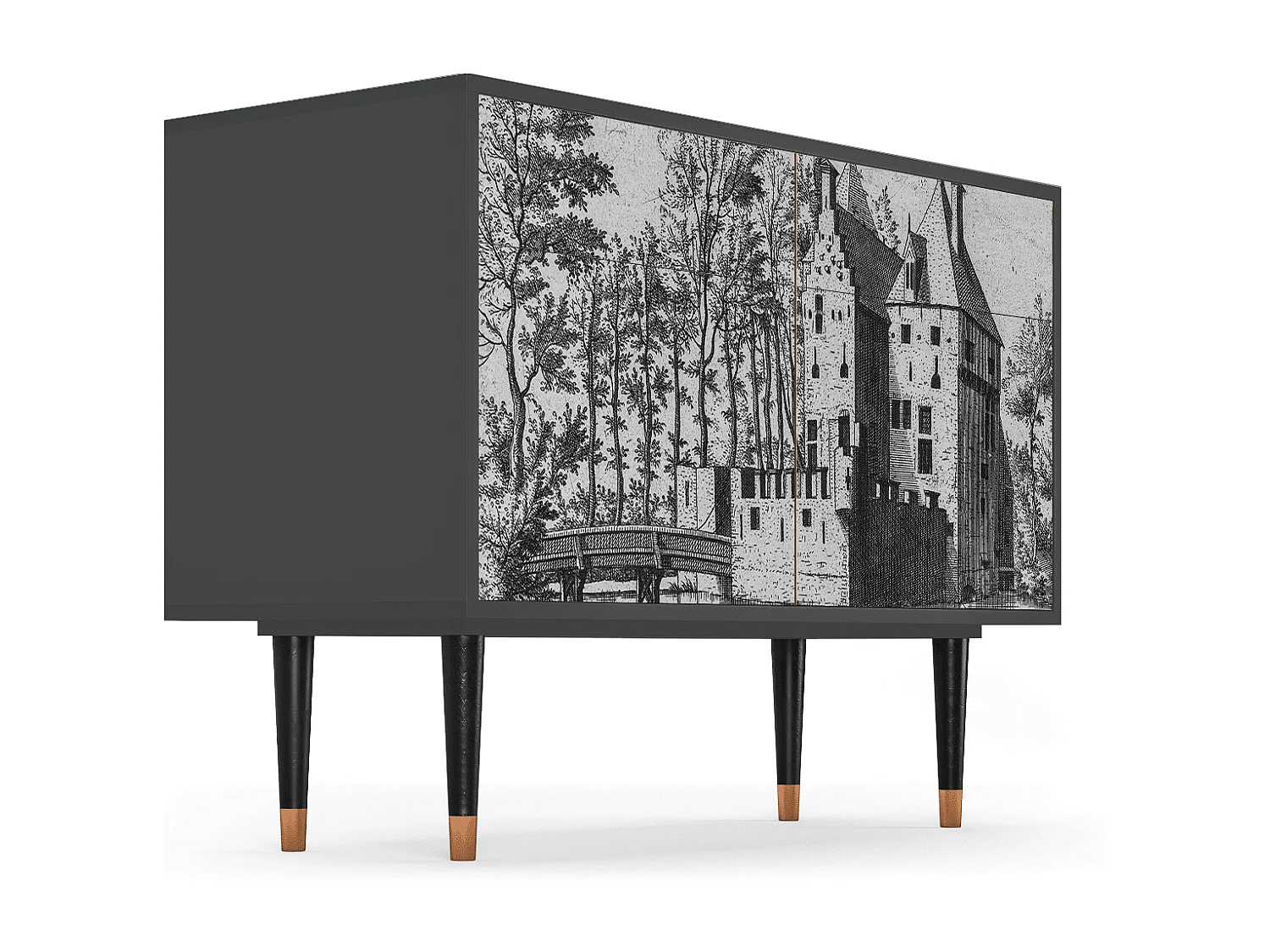 Kredens - 115x85x48 cm - BS4 - Castle with Bridge, Antracyt