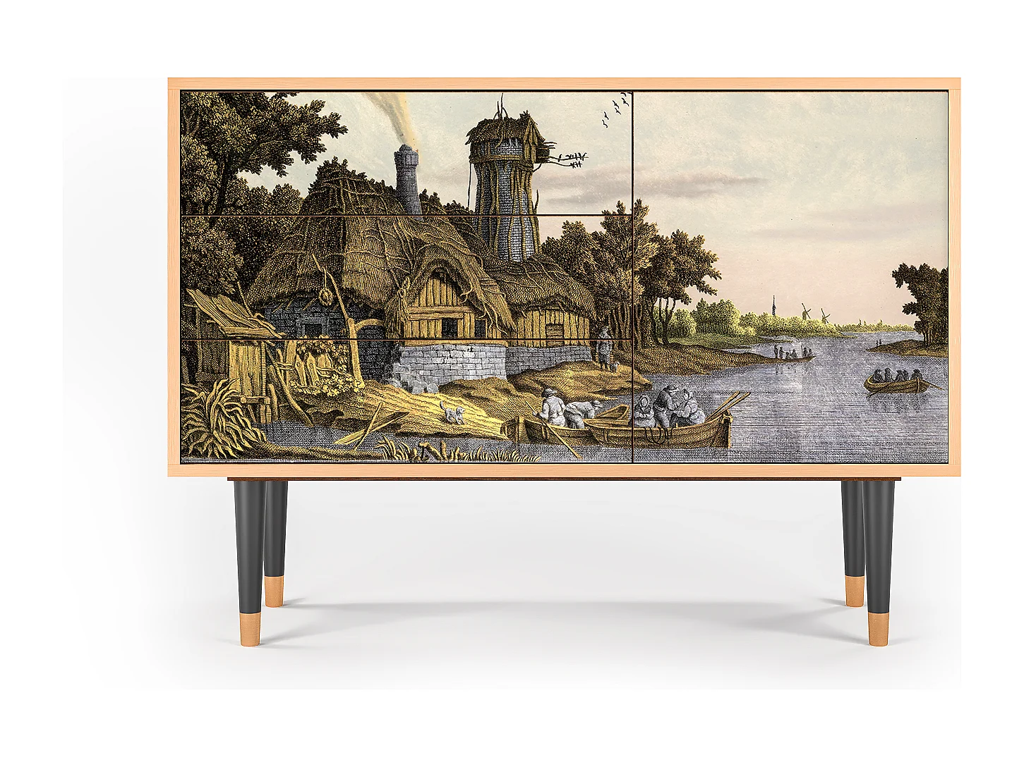 Dressoir - 115х84х41 cm - S3 - Mill along a River, Walnoot