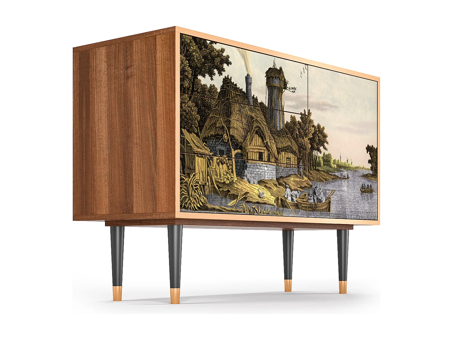 Dressoir - 115х84х41 cm - S3 - Mill along a River, Walnoot