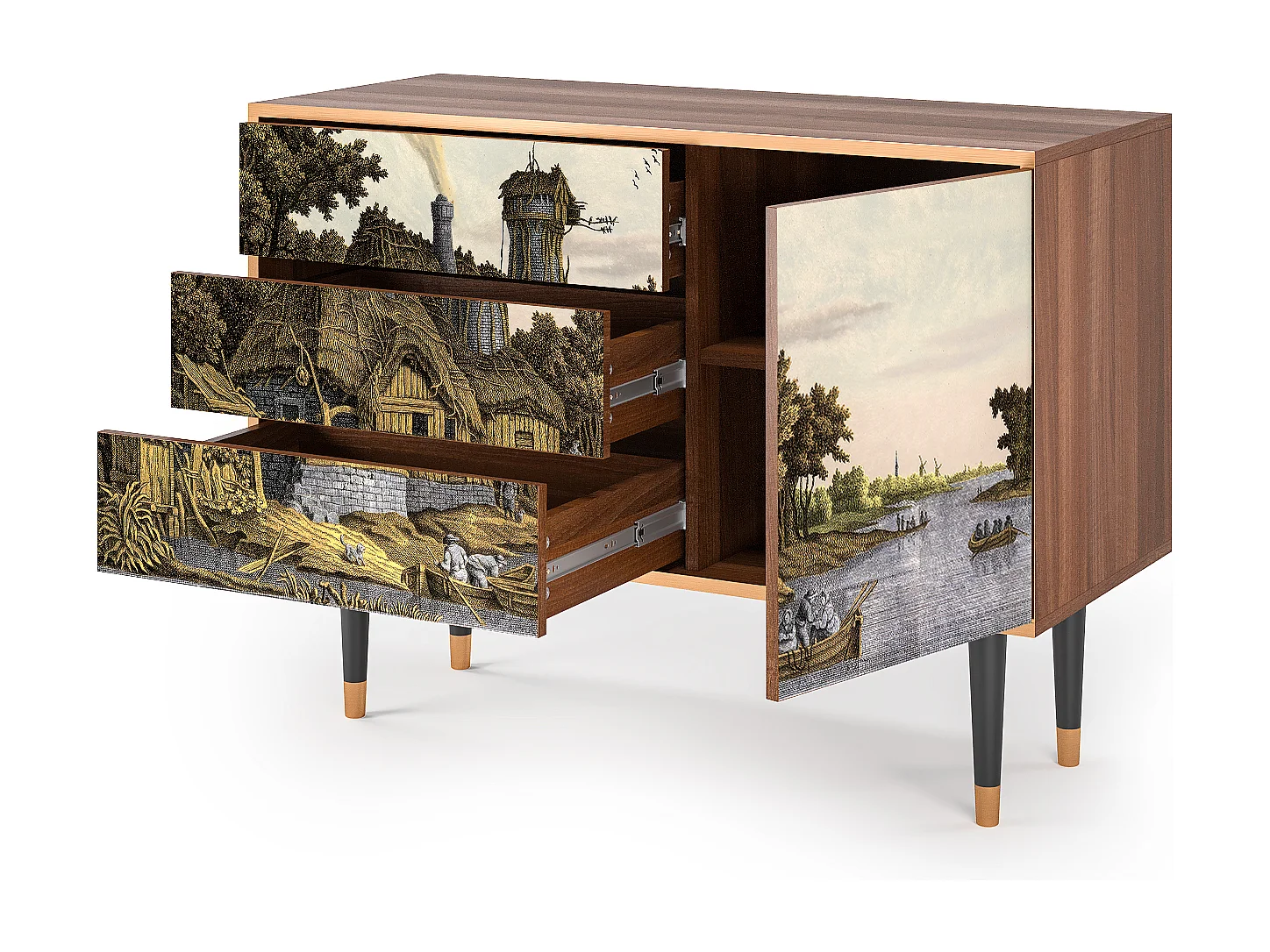 Buffet - 115х84х41 cm - S3 - Mill along a River, Noyer