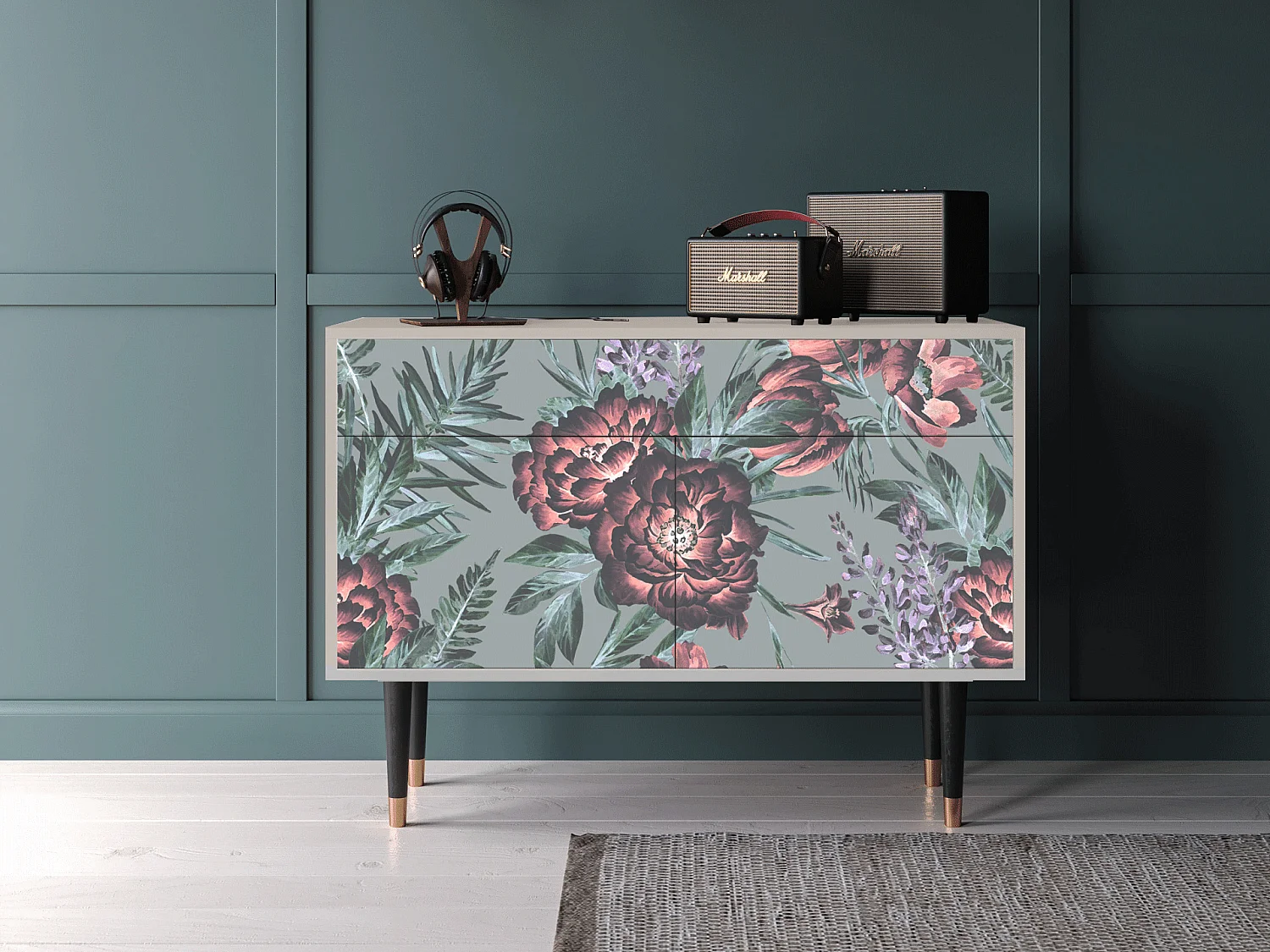 Credenza - 115x85x48 cm - BS4 - Light Peonies, Sabbia