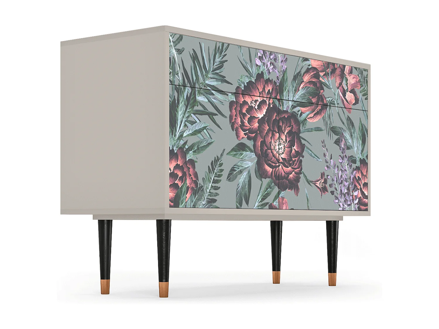 Kredens - 115x85x48 cm - BS4 - Light Peonies, Piaskowy