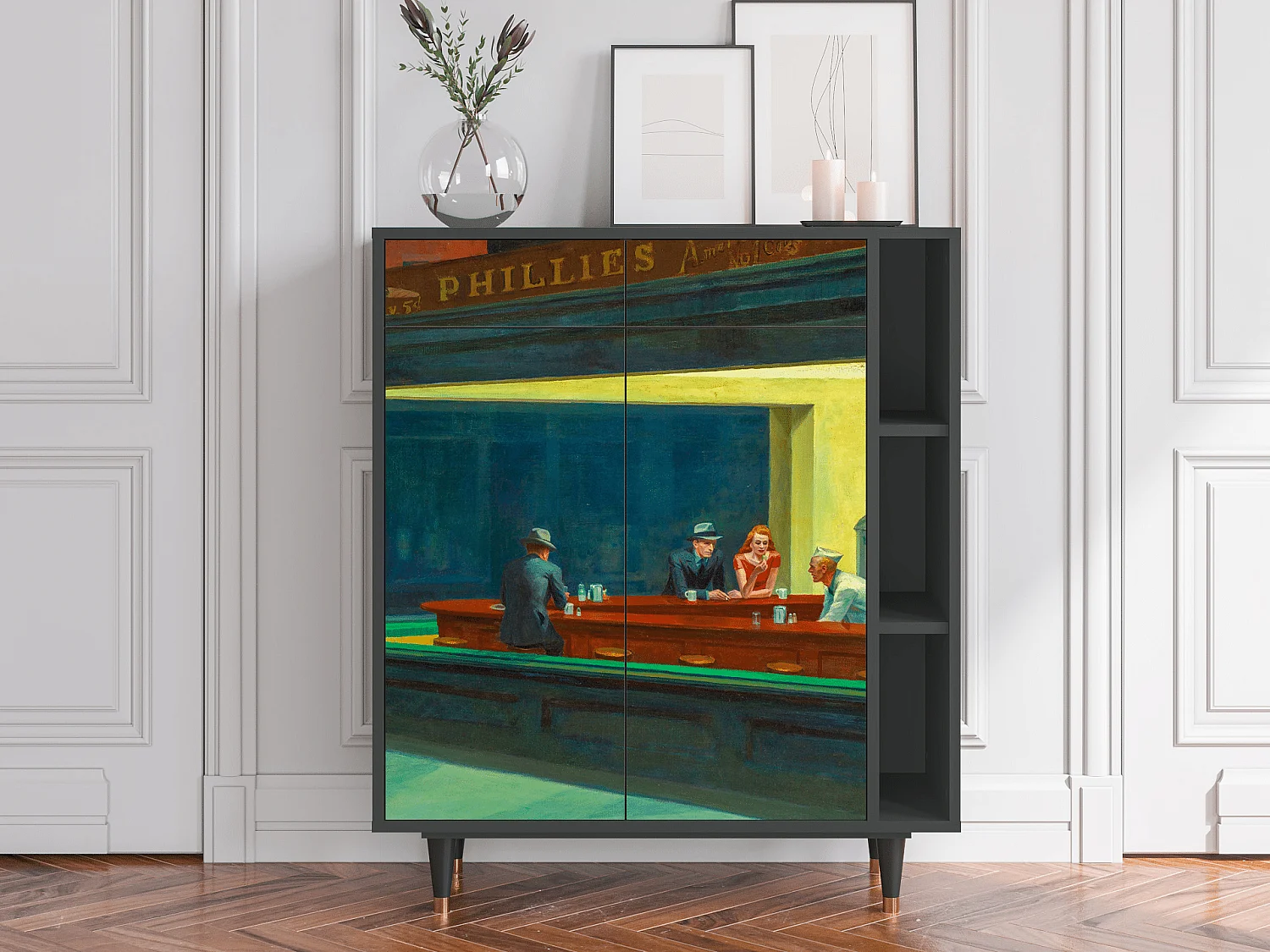 Kredens - 96х110х41 cm - BS6 - Nighthawks by Hopper, Antracyt