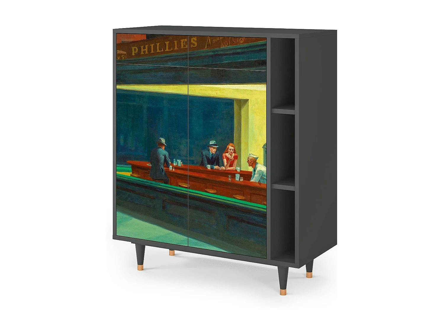 Kredens - 96х110х41 cm - BS6 - Nighthawks by Hopper, Antracyt