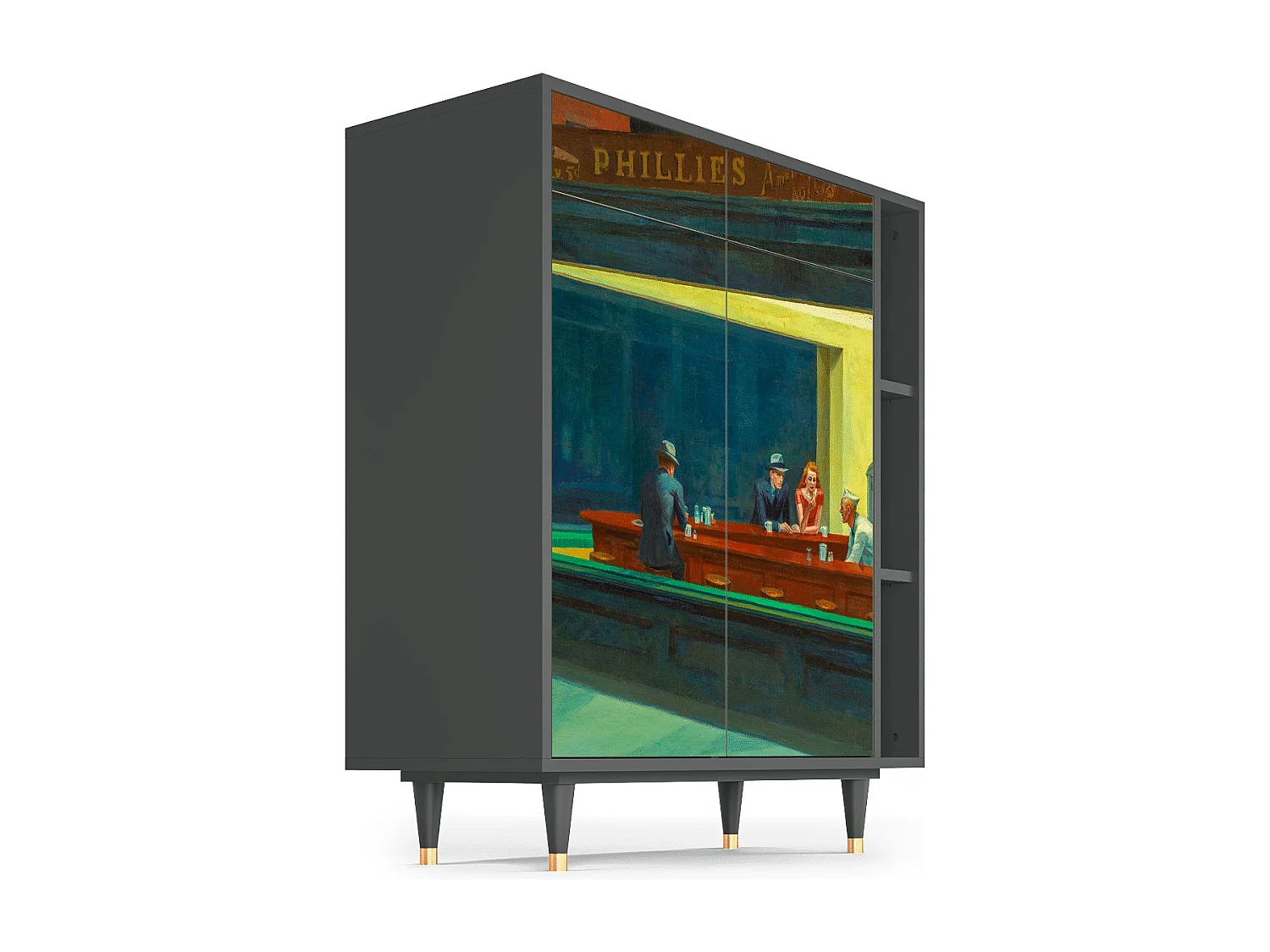 Kredens - 96х110х41 cm - BS6 - Nighthawks by Hopper, Antracyt