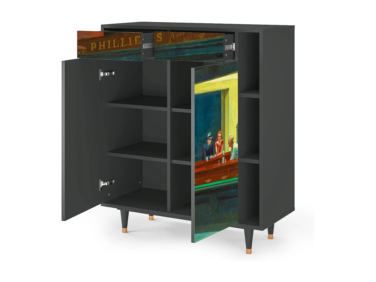 Kredens - 96х110х41 cm - BS6 - Nighthawks by Hopper, Antracyt