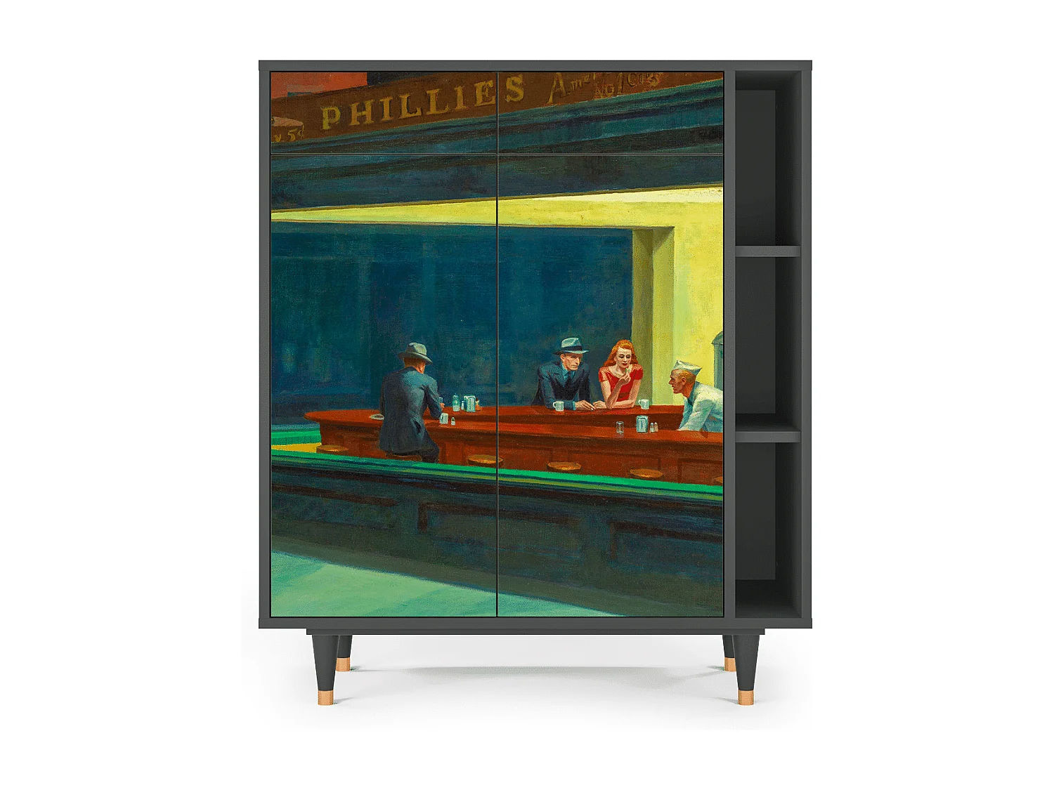 Kredens - 96х110х41 cm - BS6 - Nighthawks by Hopper, Antracyt