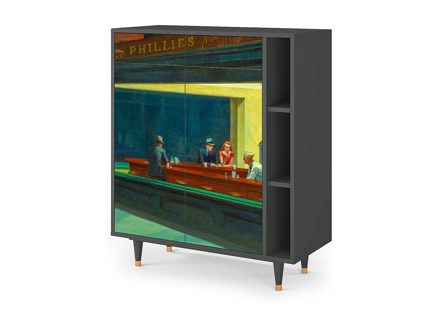 Kredens - 96х110х41 cm - BS6 - Nighthawks by Hopper, Antracyt