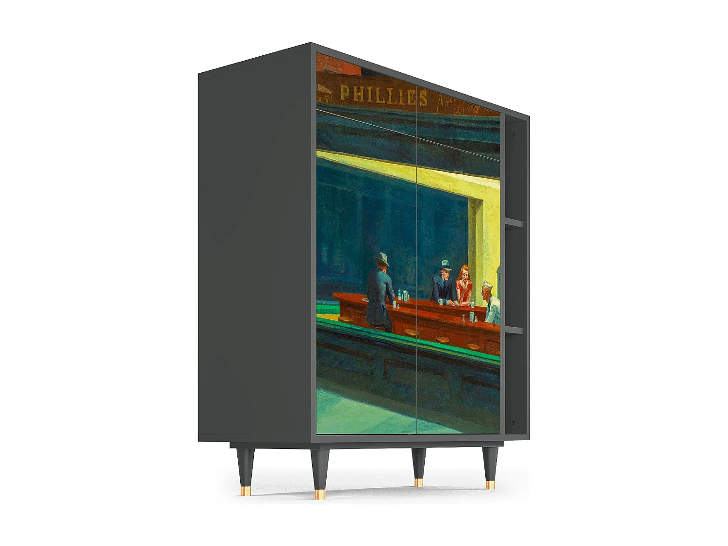 Kredens - 96х110х41 cm - BS6 - Nighthawks by Hopper, Antracyt