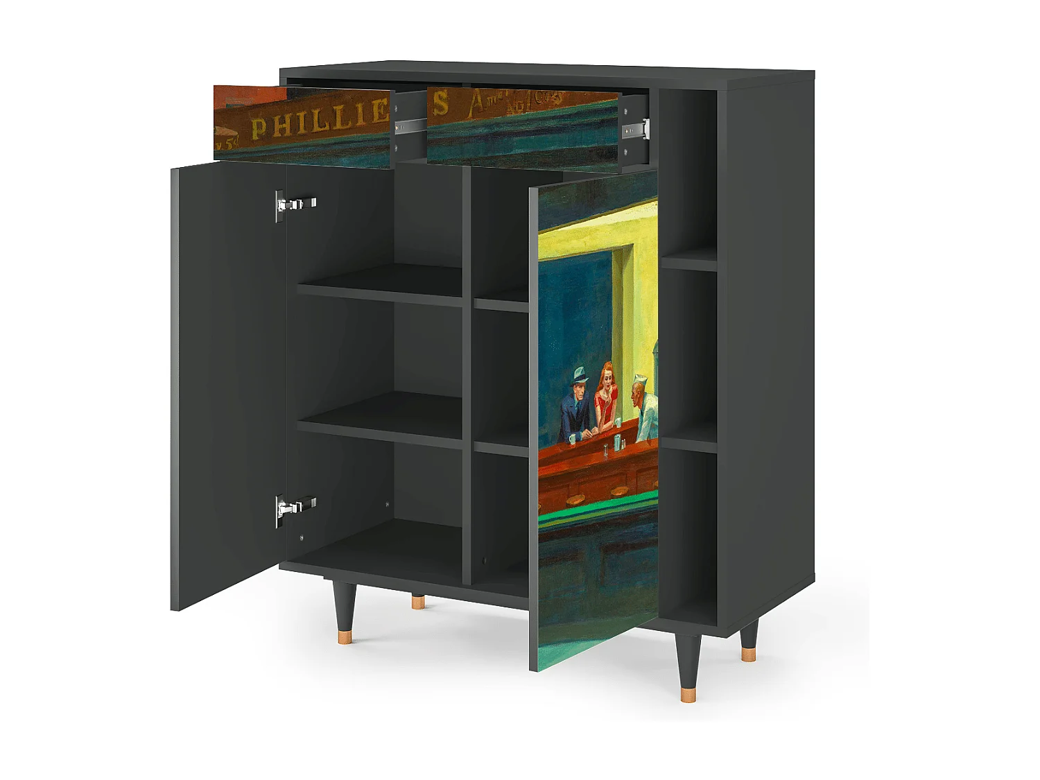 Kredens - 96х110х41 cm - BS6 - Nighthawks by Hopper, Antracyt