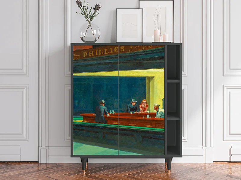 Kredens - 96х110х41 cm - BS6 - Nighthawks by Hopper, Antracyt