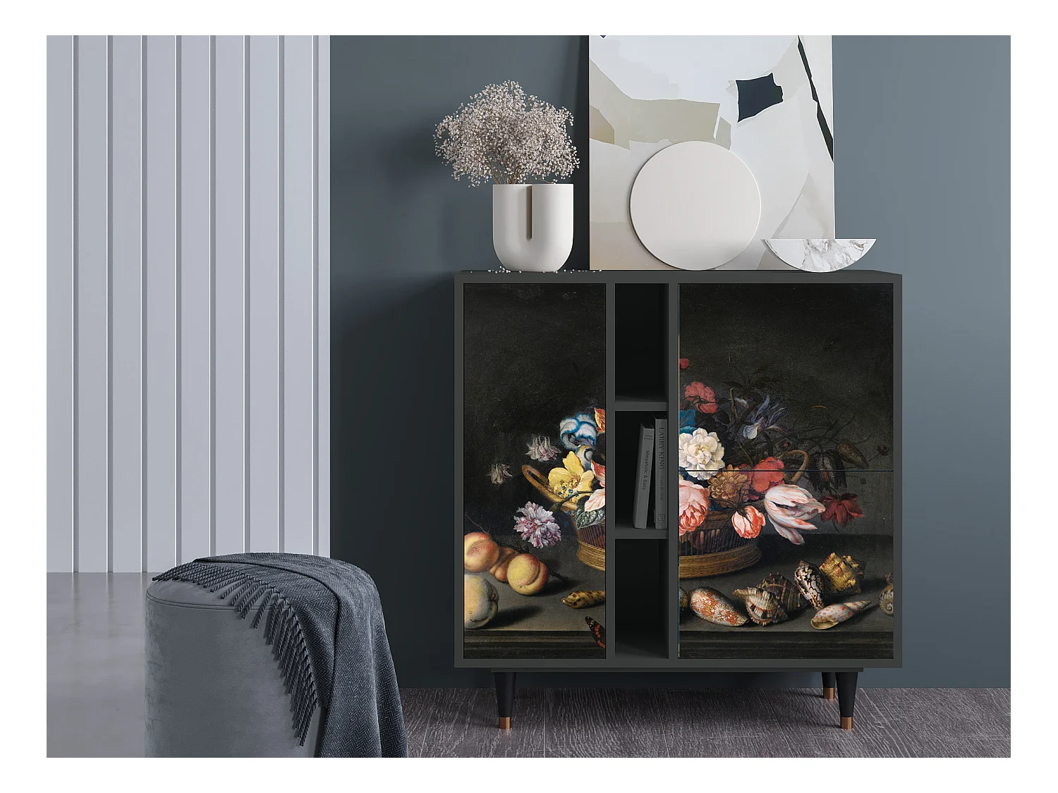 Buffet - 94х96х41 cm - BS5 - Still Life with Flowers, Anthracite